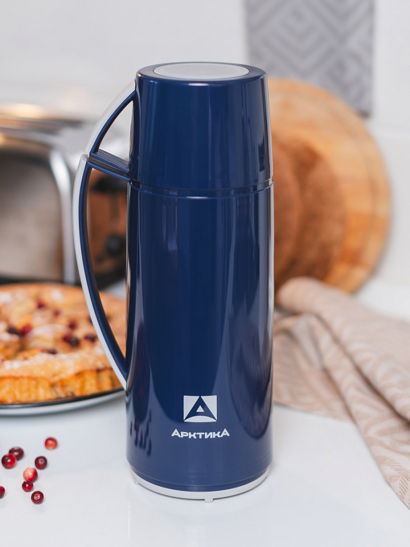 Термос 1л серии 1010 синий стеклянный - 14