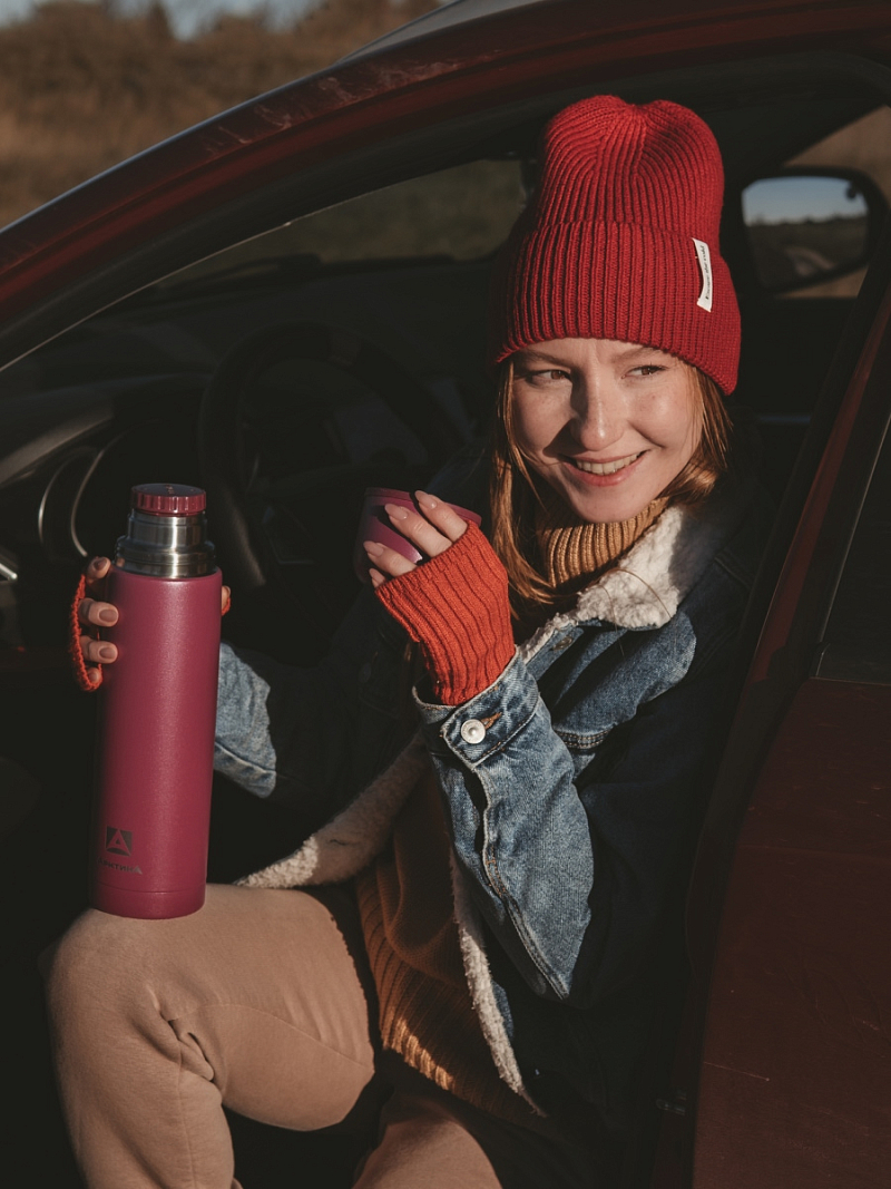 Термос 1л серии 101 «Вишня» текстурный с узким горлом - 6