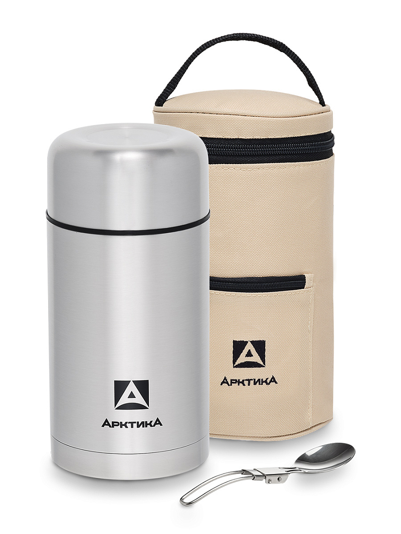 Термос 1л серии 301 для еды стальной с широким горлом и чехлом - 1