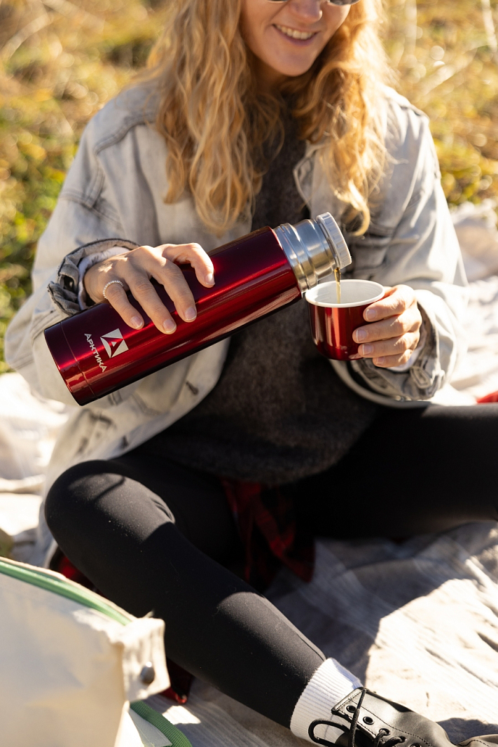 Термос 0.75л серии 102 красный с узким горлом - 5