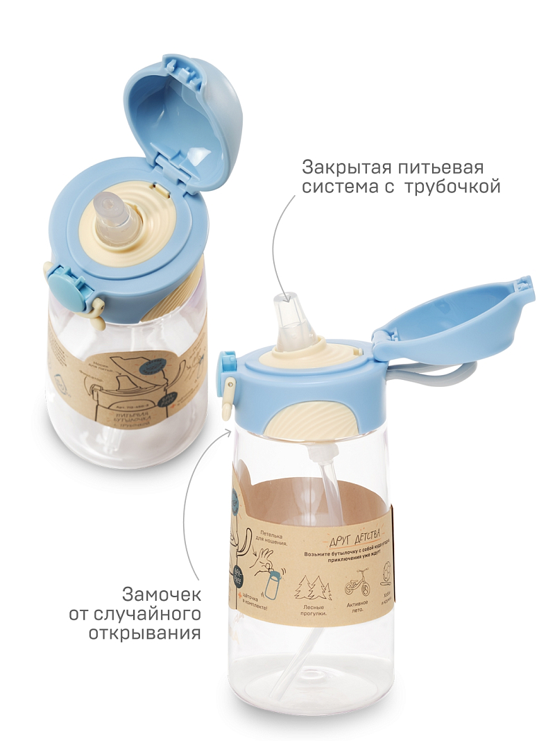 Тритановая бутылочка 0.45л серии 714 голубая детская - 8
