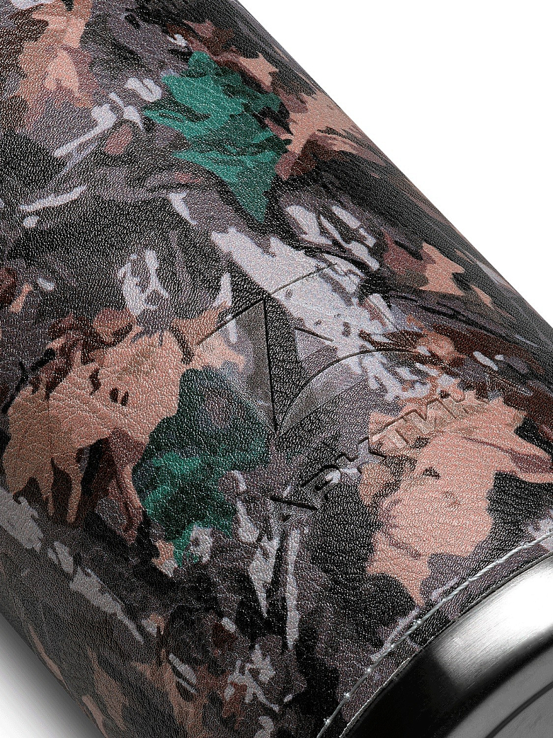 Термос 0.5 серии 108 с оплёткой из экокожи цвета хаки - 3