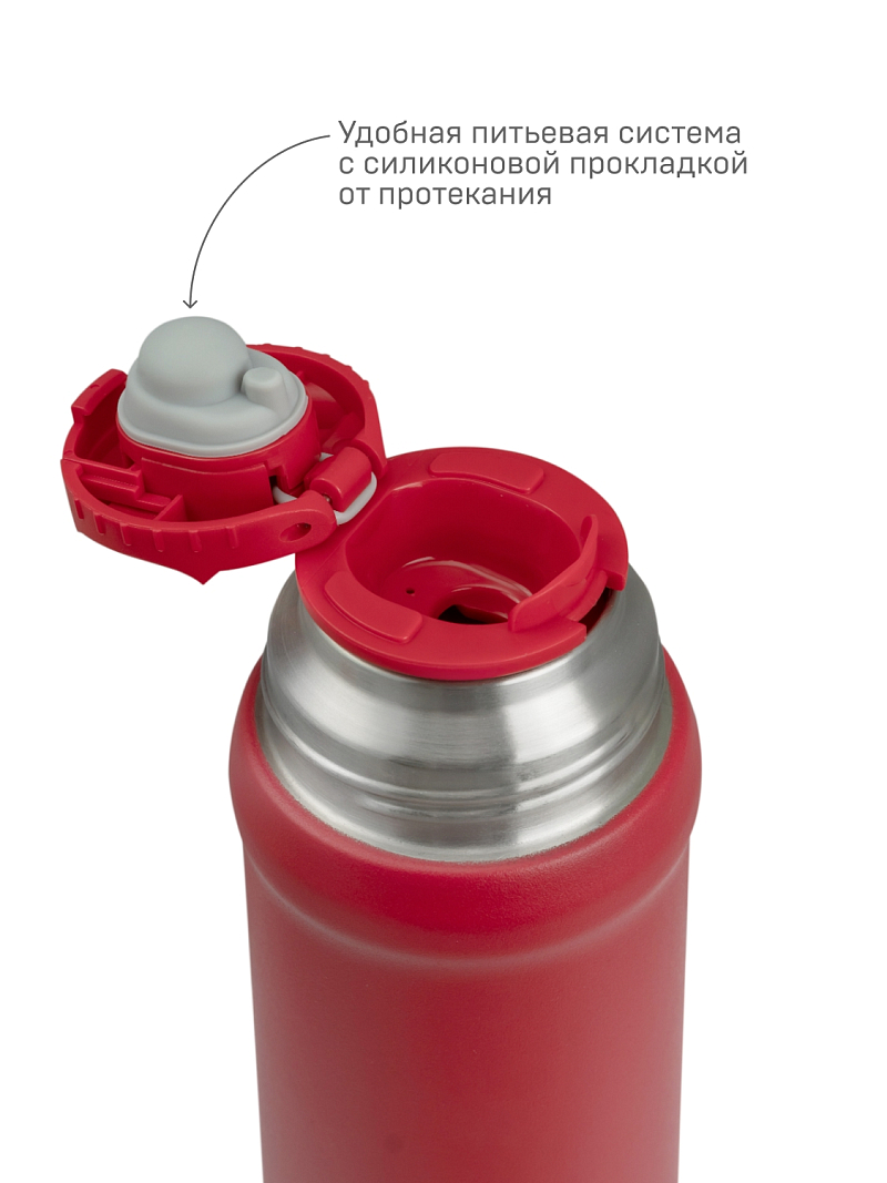Термос 0.6л серии 111 красный с питьевой системой - 6