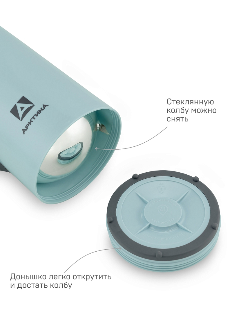 Термос 1.7л серии 1010 голубой стеклянный - 7