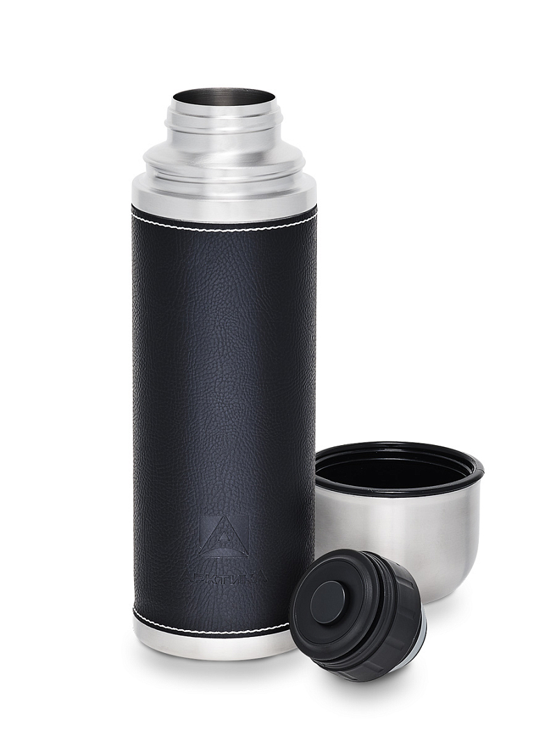 Термос 0.7л серии 108 с чёрной оплёткой из экокожи - 3